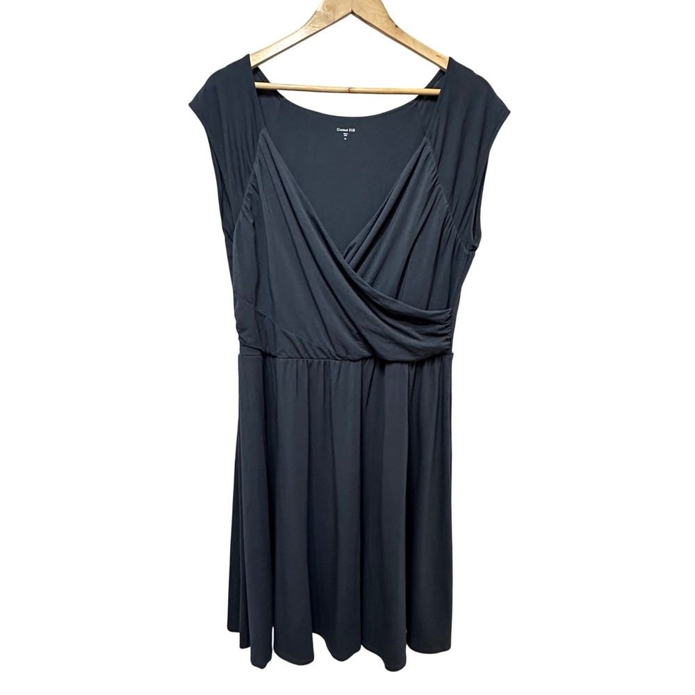 Garnet Hill Juliet Faux Wrap Midi Dress Womens XL Jersey Knit Casual Comfort‎